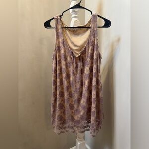 Cabi Lavender Floral Lace Overlay Sleeveless Blouse Women’s Size Large